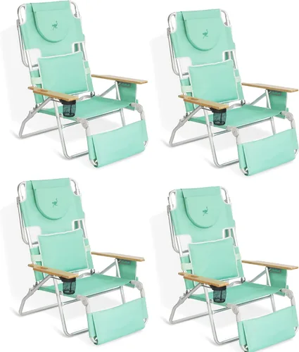 Vista 12 de Ostrich Silla de playa reclinable 3-N-1 de lujo acolchada para exteriores, color azul (paquete de 2)