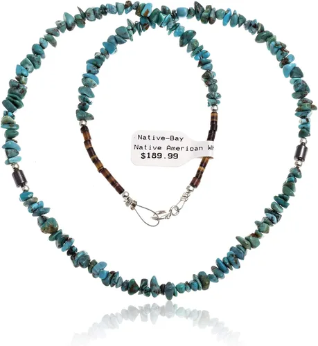 Vista 9 de $200Tag Collar de plata con certificado Navajo Nativo Americano Turquesa Natural 16072 Hecho por Loma Siiva, Metal Piedra, turquesa estabilizada