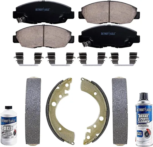 Vista 102 de Detroit Axle - Pastillas de freno para Ford F-150 99-03, 02 Lincoln Blackwood, Pastillas de freno de cerámica delanteras y traseras con repuesto