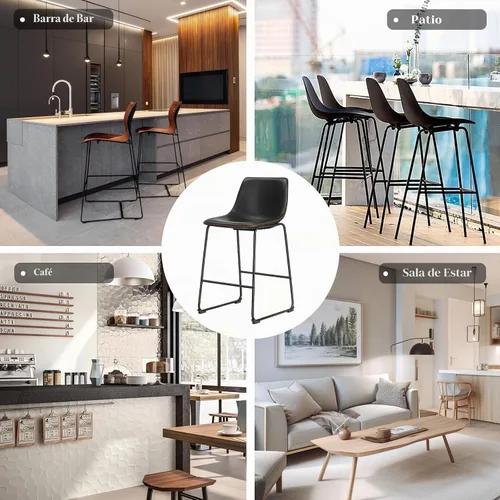 Vista 8 de OLIXIS 26" Counter Height Bar Stools Set of 2 for Kitchen Negro