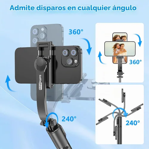 Vista 5 de SelfieShow Selfie Stick, Palo de Selfie Extensible con Trípode, Control Remoto Inalámbrico y Soporte de Trípode, Portátil, Ligero, Compatible