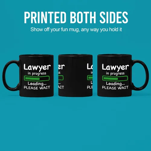 Vista 3 de Panvola Lawyer in Progress Loading Law - Regalos de graduación para futuros abogados y abogados, taza de cerámica de 11 onzas, color negro