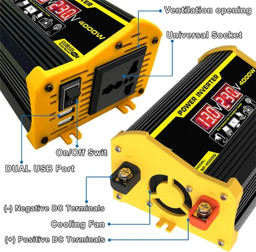 Vista 6 de Kit de panel solar con inversor de combinación de sistema solar de 4000 W, 12 V a 110 V/220 V, generador solar, sistema de red para el hogar