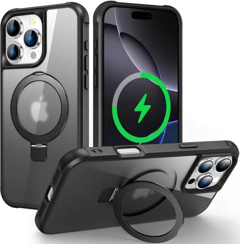 Vista 146 de CHAOFEnG Funda magnética compatible con iPhone 11 con soporte, prueba de caídas de grado militar, compatible con imán, anillo translúcido, parte