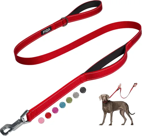 Vista 37 de Fida Correa resistente de 4 pies para perro con 2 cómodas asas acolchadas, asa de tráfico y gancho avanzado de fácil presión, correa reflectante