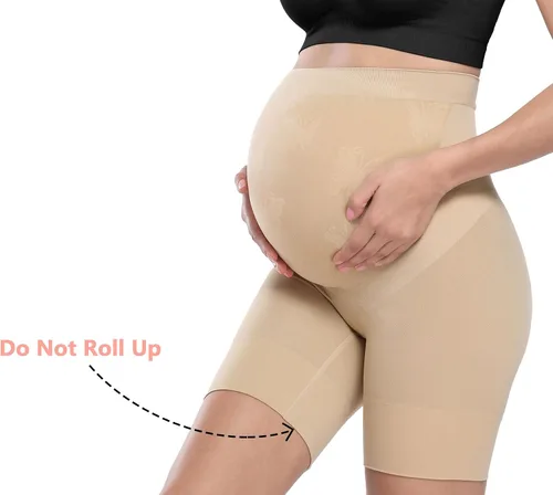 Vista 4 de Ropa moldeadora de maternidad de alta calidad "Baby Bump", ropa interior de embarazo de cintura alta a medio muslo que evita rozaduras, soporte