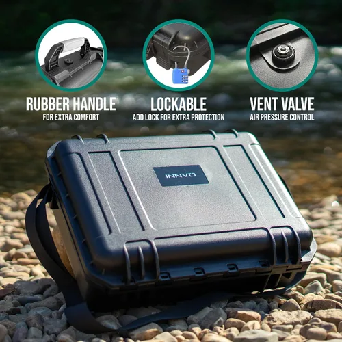 Vista 7 de INNVO - Funda rígida para DJI Air 3S / Air 3, IP67, caja protectora impermeable PP Hardshell Storage Box, Fits RC 2 / RC-N3, Holds 6 Batteries, 2