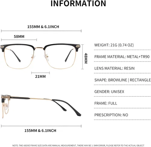 Vista 6 de Blue Light Blocking Glasses for Men Anti-Fatigue Computer Monitor Gaming Glasses Prevent Headaches Glasses