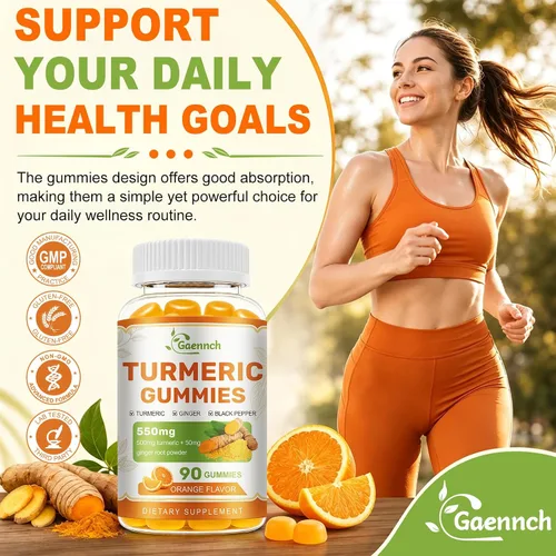 Vista 7 de Turmeric and Ginger Gummies 90 Count with Black Pepper for High Absorption