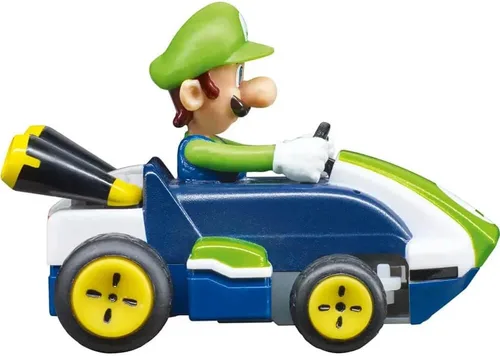 Vista 2 de Carrera RC Nintendo Mario Kart Mini coche de juguete de control remoto coleccionable de 2.4 GHz - Luigi Official Licensed Mario Miniature