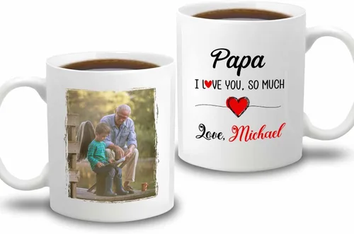 Vista 8 de Taza de regalo para abuelo, taza de café blanca con foto personalizada para nietos, regalo para el día del padre, papá, abuelo, abuelo, taza de café