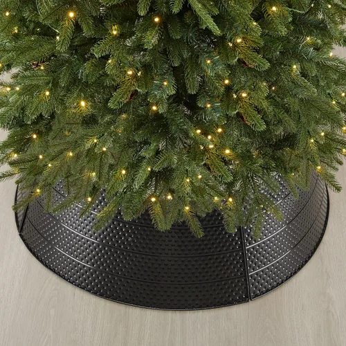 Vista 7 de glitzhome Christmas Tree Collar, 40.5" D Christmas Black Hammered Metal Tree Collar, Decorative Christmas Tree Base Cover Tree Ring for Christmas