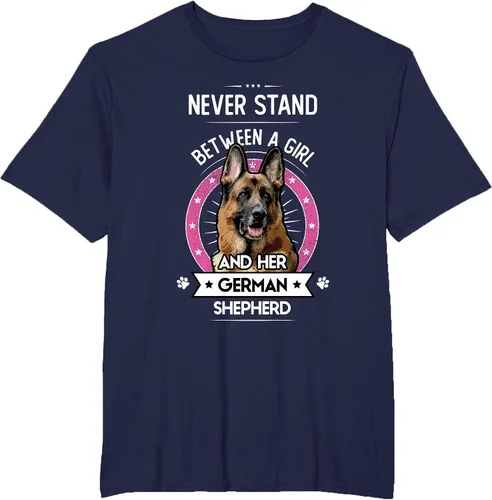 Vista 45 de Never Stand Between A Girl and Her German Shepherd T-Shirt Asphalt Grey