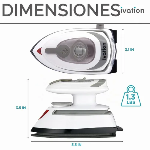 Vista 5 de Ivation Mini plancha de vapor de viaje, doble voltaje, 5 rejillas