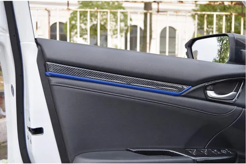 Vista 4 de LEXLEY 4 piezas de panel de puerta interior moldura de puerta cubierta ABS estilo fibra de carbono estilo calcomanía accesorios para Honda 4 puertas