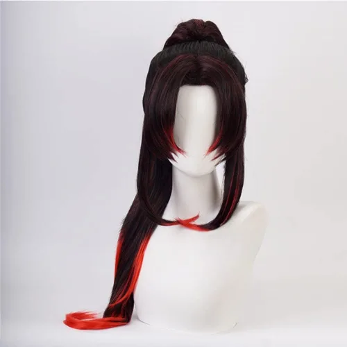 Vista 4 de Mystylecos Kokushibou Peluca de anime Demon Slayer Cosplay peluca para hombres y mujeres Kimetsu No Yaiba resistente al calor pelo sintético