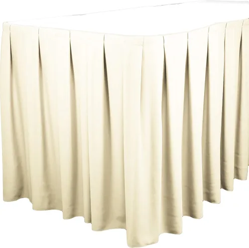 Vista 17 de TableLinensforLess Faldón de mesa de poliéster, altura de mesa (13 pies, plisado, bosque)