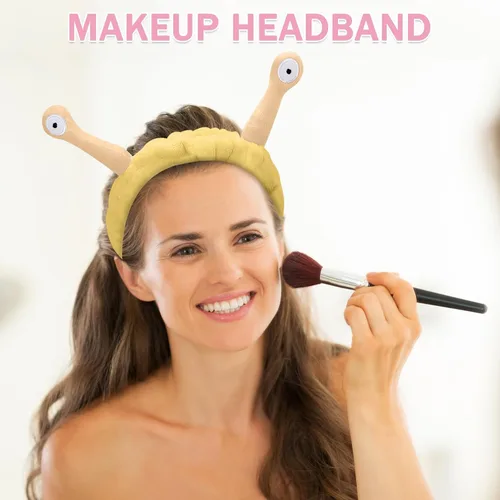 Vista 25 de Bonita diadema de caracol rosa, cara lavada para mujer, maquillaje, ducha, spa