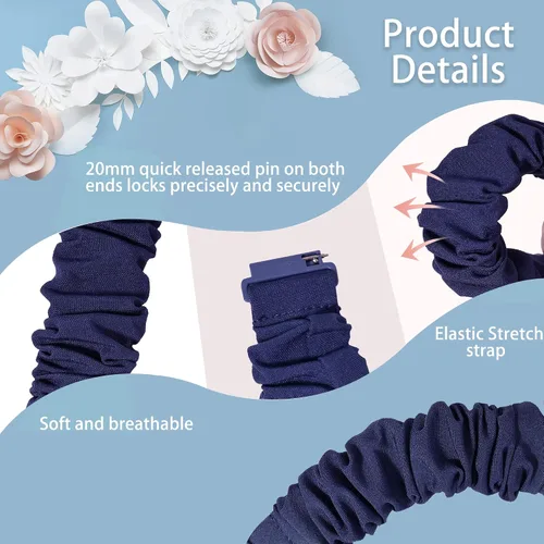 Vista 3 de Compatible con Samsung Galaxy Watch 7/6/5/4/Active 2/FE - Correas de 40 mm/44 mm, Correa Scrunchie de liberación rápida de 20 mm - Correas elásticas