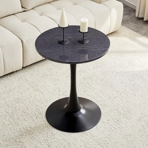 Vista 12 de Mesa de comedor redonda de nogal para espacios pequeños, mesa de tulipanes de 32 pulgadas con base de pedestal de metal, mesa de bistró para 2/3/4