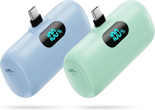 Vista 13 de [Paquete de 2] Cargador portátil para iPhone 17/16/15, Mini Power Bank 5000mAh PD USB C Cargador de teléfono portátil, Paquete de batería esencial
