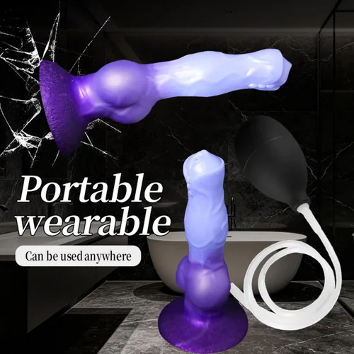 Vista 5 de Squirting Monster Dog Silicone Dildo with Suction Cup (Blue)