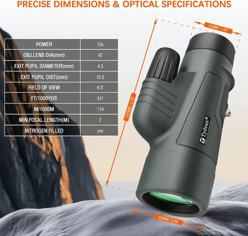 Vista 7 de Telescopio monocular de prisma K4 HD 10x42 para viajes, vida silvestre, caza, camping, observación de aves