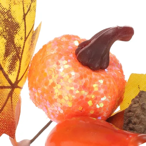 Vista 4 de Abaodam 10 piezas de ramas artificiales de hoja de arce, púas de otoño de imitación con calabazas, conos de pino para granja, otoño, Acción