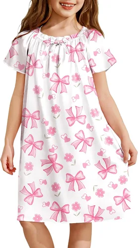 Vista 8 de Arshiner Camisones de seda de satén para niñas, pijama de manga corta, ropa de dormir suave de princesa