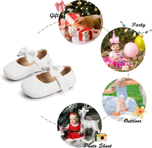 Vista 5 de Felix & Flora Zapatos de bebé de suela suave, zapatos de caminar para bebé, mocasines de goma para ballet