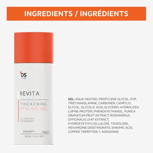 Vista 7 de DS Labs - Gel de peinado Revita para todo tipo de cabello, para hombres y mujeres, agarre medio, acabado voluminizador y de aspecto más grueso, a