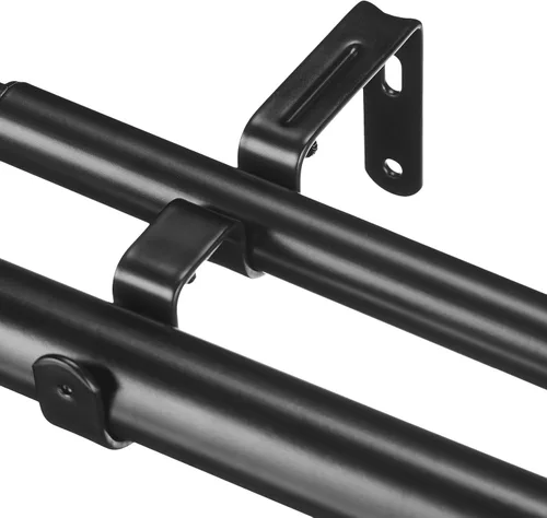 Vista 3 de Amazon Basics Barras de cortina dobles ajustables de 1 pulgada para ventanas, remates de tapón, 72 a 144 pulgadas, color negro