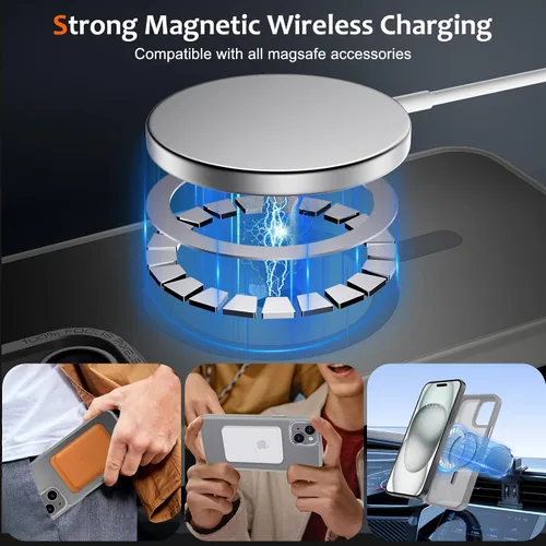 Vista 1332 de Anuck - Funda magnética para iPhone 11 compatible con MagSafe, carcasa trasera mate translúcida dura, borde de TPU, delgada, resistente a impactos