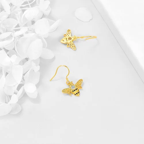 Vista 5 de POPKIMI Bonitos aretes colgantes de animales, joyería de animales, regalos de cumpleaños y Navidad para mujeres, aretes de ópalo de cristal de plata