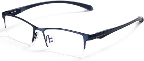 Vista 6 de ZanyLen Blue Light Glasses for Men Semi Rimless Rectangular Computer Glasses