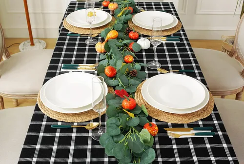 Vista 5 de Chassic Mantel rectangular suave de 54 x 72 pulgadas, tela lavable y resistente a las arrugas, mantel a cuadros para mesas de comedor, fiestas