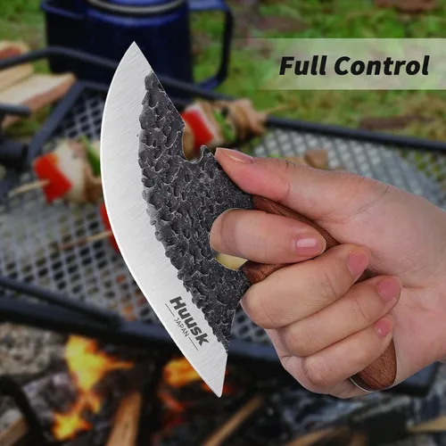 Vista 3 de Huusk Sharp - Cuchillo pequeño para carne, con funda de cuero, cuchillo de campamento para cocinar al aire libre, regalo vikingo