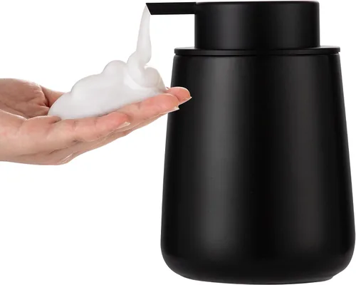 Vista 12 de Enra Dispensador de jabón espumoso, dispensador de jabón de espuma moderno de 12 onzas con bomba dorada para baño, cocina con bomba fácil