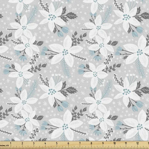 Vista 8 de Ambesonne The Yard - Tela floral clásica de Oriente Medio y estampado de cachemira, diseño nostálgico otomano, tela decorativa para tapicería y Azul