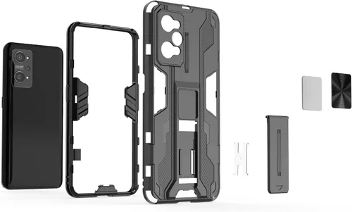 Vista 3 de Funda compatible con Realme GT Neo2 5G, soporte magnético integrado para automóvil, a prueba de golpes, compatible con Realme GT2 5G / Q5 Pro 5G