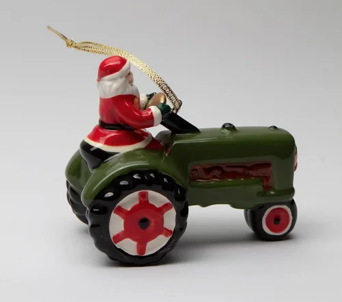 Vista 6 de 57045 - Figura decorativa de tractor de granja de Navidad de cerámica fina, 4 pulgadas de largo