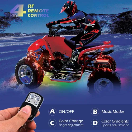 Vista 4 de SHINIGHT - Juego de 10 luces LED para motocicleta, control por aplicación, tira de luces impermeables multicolor con control remoto RF