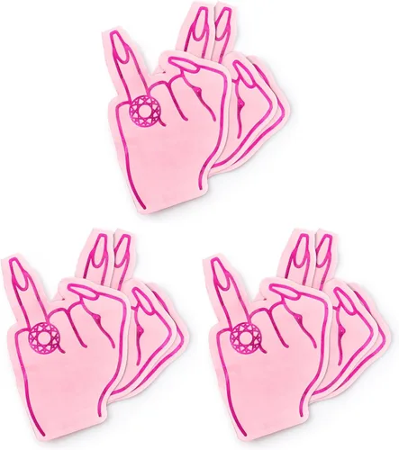 Vista 5 de xo, Fetti Servilletas de dedo con anillo para despedida de soltera, 25 unidades, oro rosa + servilletas de cóctel de 3 capas rosa, decoraciones