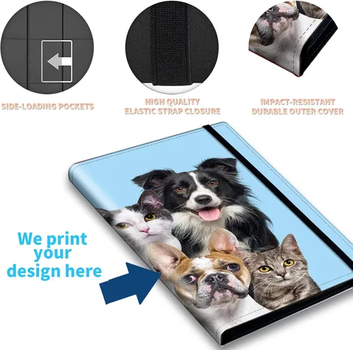 Vista 4 de Carpeta personalizada de 9 bolsillos, carpetas de tarjetas coleccionables de diseño personalizado con bolsillos de doble cara, carpeta de colección