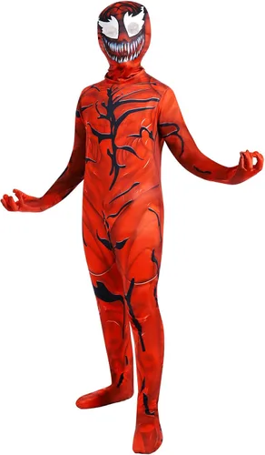 Vista 2 de PUNKSUIT Traje de superhéroe para niños, disfraz de cosplay de Halloween con máscara LED