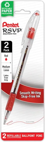 Vista 5 de Pentel RSVP - Bolígrafo (0.039 pulgadas), línea media, tinta negra, paquete de 2 (BK91BP2A)