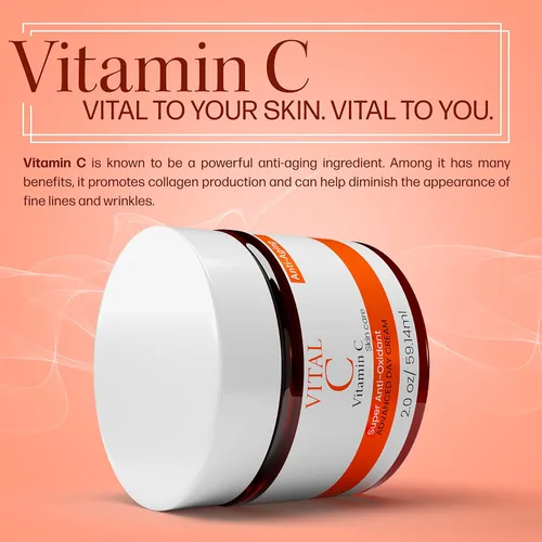 Vista 5 de Dermapeutics Crema hidratante facial avanzada con vitamina C – Antioxidante, hidratante de día y noche para reducir arrugas, líneas finas, ojeras