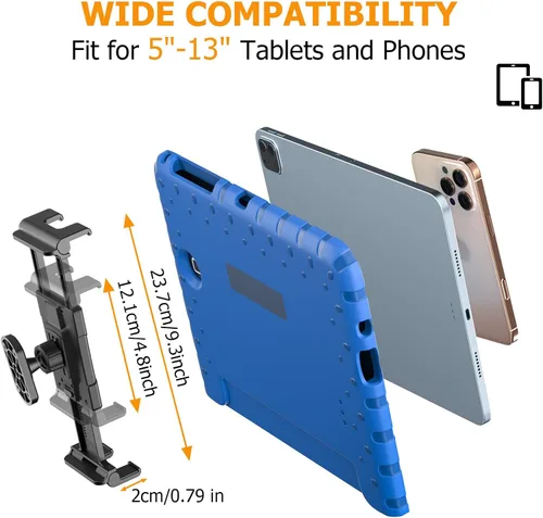 Vista 6 de OHLPRO Soporte de pared para tableta, giratorio de 360°, ajustable, universal, soporte para iPad, para cocina, oficina, almacén, hogar, compatible