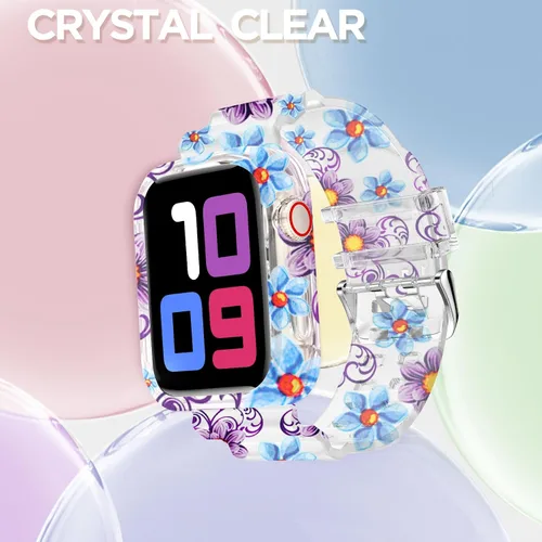 Vista 129 de DABAOZA - Correa transparente compatible con Apple Watch con estuche protector, correa deportiva de TPU con brillo para mujeres y hombres
