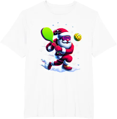 Vista 11 de Pickle Ball Navidad Santa Deporte Jugador Padel Raqueta Snow Camiseta Negro